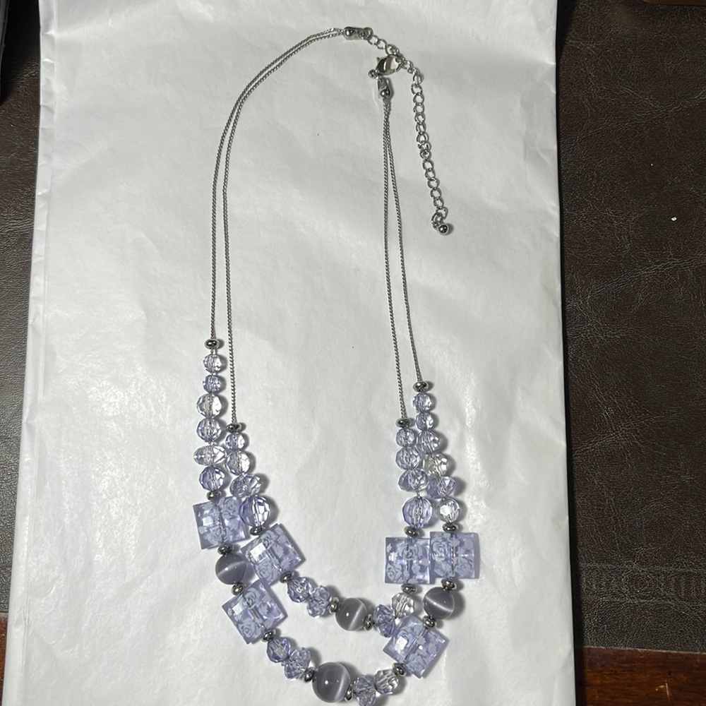 Double Stranded, Beaded, Adjustable, Floral Necklace